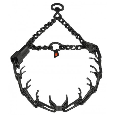 Pennenband met clicksluiting en rvs ketting - zwart -