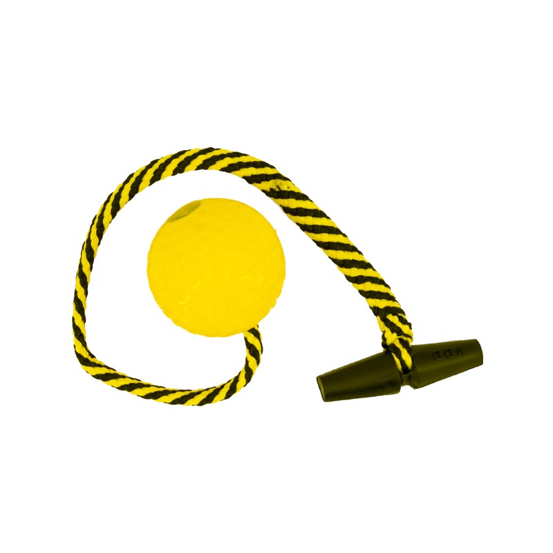 Drijvende bal geel met lang touw en klosje